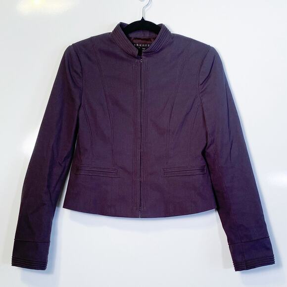 Theory Carly Navy Blue Cotton Military Jacket - Picture 2 of 6